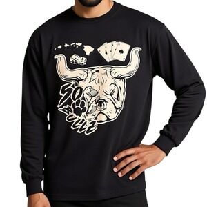 DGK Long Sleeve Shirt Bull Dice Cards Graphic Black Mens Hawaii Size M